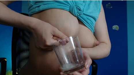 Teen Lactating Squirting Breast Milk Into A Glass